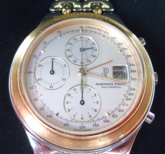 Audemars Piguet 18k & Stainless Chronograph Watch. Estimate $3,000-$4,000. Image courtesy of Leighton Galleries.